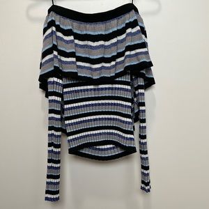 Off the shoulder striped Endless Rose sweater